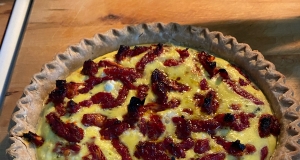 Pesto, Goat Cheese, and Sun-dried Tomatoes Quiche