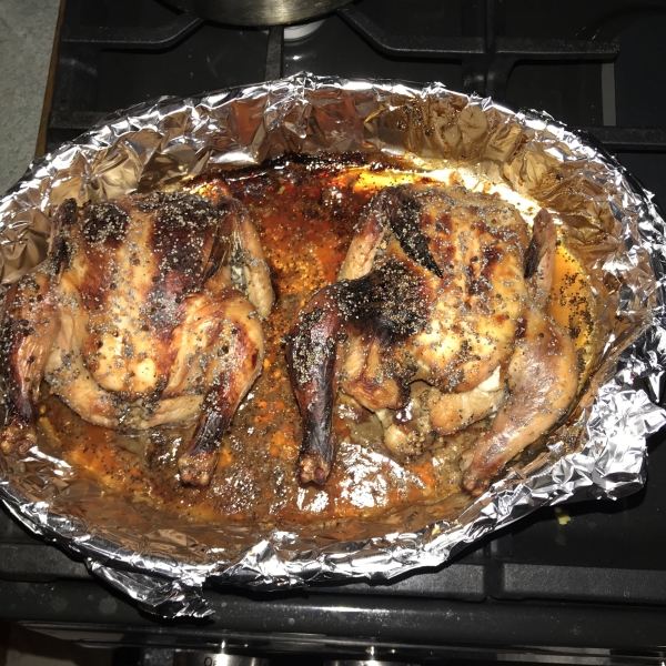 Honey-Poppy Seed Cornish Hens