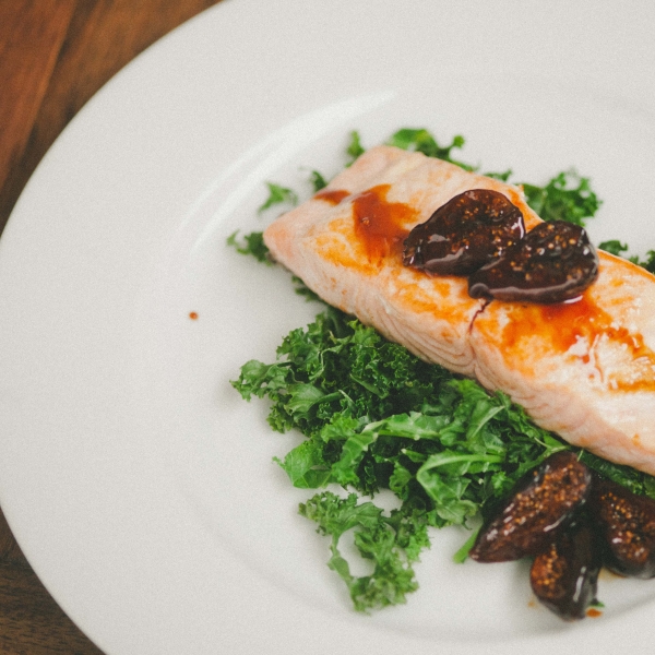 Pan-Seared Salmon with Fresh Fig and Balsamic Reduction