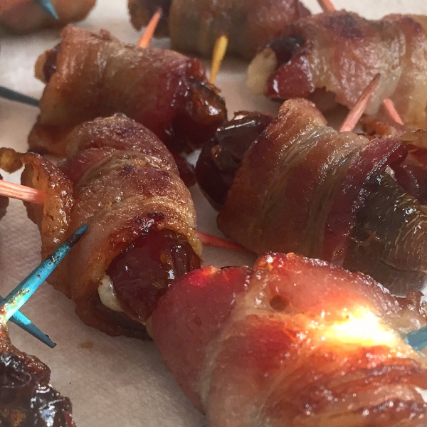 Bacon-Wrapped Dates Stuffed with Manchego Cheese