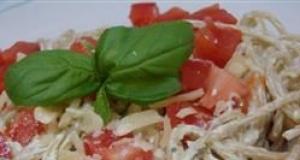 Creamy Pesto Pasta Salad with Chicken, Asparagus and Cherry Tomatoes