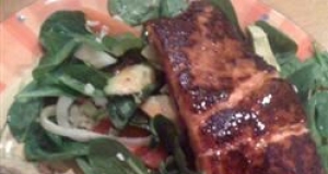 BBQ Salmon over Mixed Greens