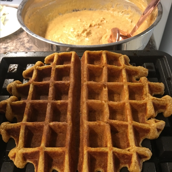 Sweet Potato Waffles with Cranberry Maple Syrup