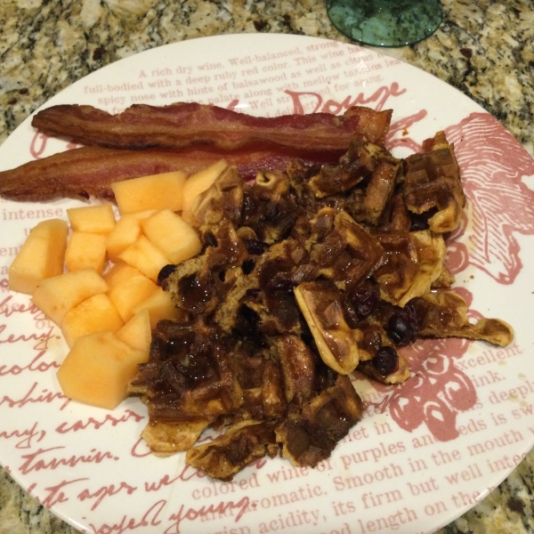 Sweet Potato Waffles with Cranberry Maple Syrup