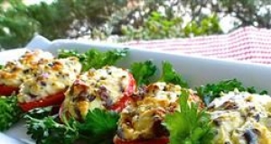 Slow-Roasted Tomatoes with Feta, Olives and Pinenuts