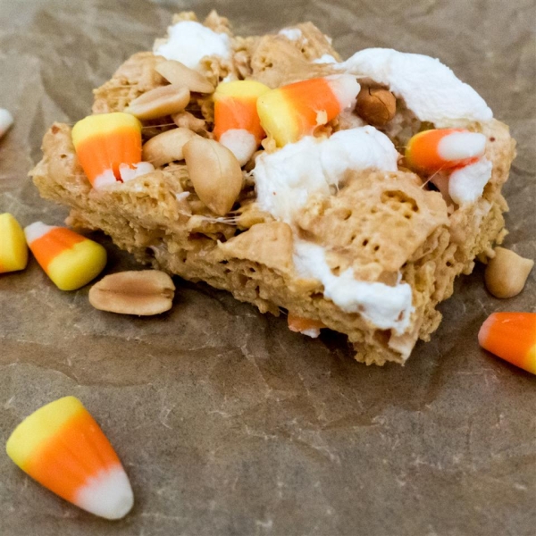 Peanutty Candy Corn Cereal Bars