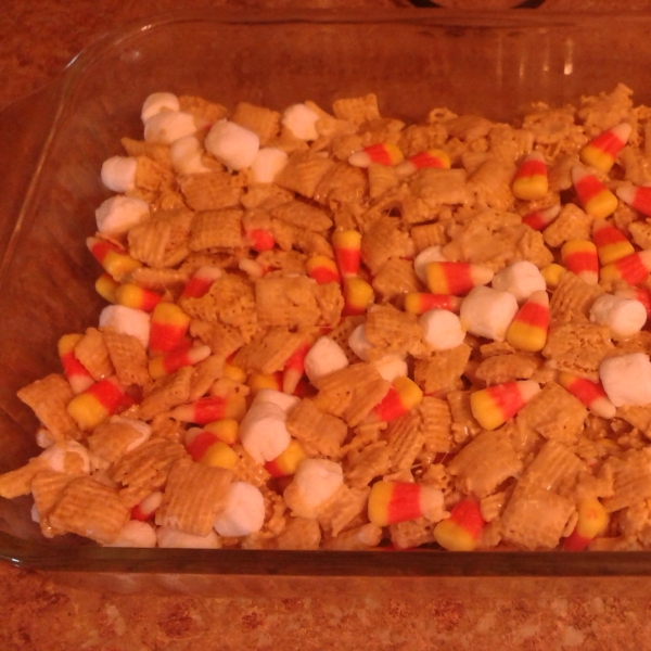 Peanutty Candy Corn Cereal Bars