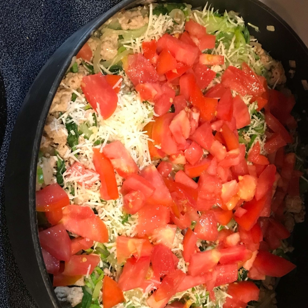 Zucchini Noodles and Summer Vegetables with Sweet Pepper Chicken Sausage