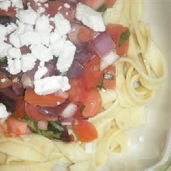 Fettuccini with Salsa Cruda and Feta