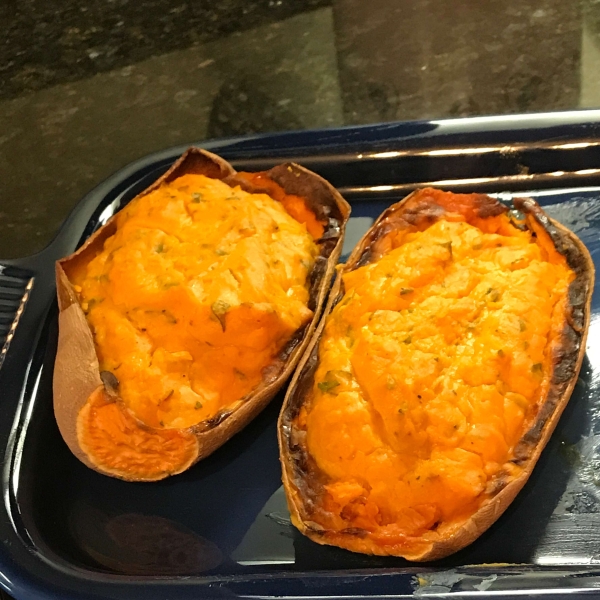 Twice Baked Sweet Potatoes with Ricotta Cheese