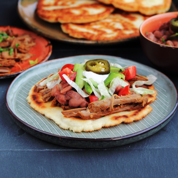 Fry Bread Tacos with Spicy Shredded Beef