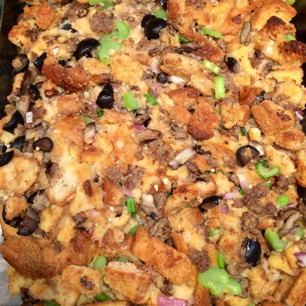 Black Olive, Mushroom, and Sausage Stuffing