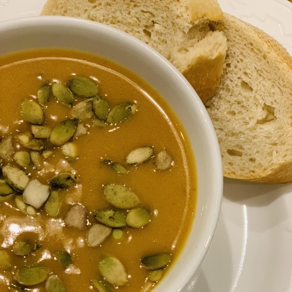 Thai-Inspired Roasted Acorn Squash Soup (Vegan)