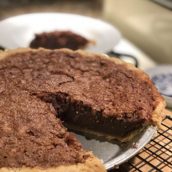 Chocolate Buttermilk Pie with Whiskey and Almonds