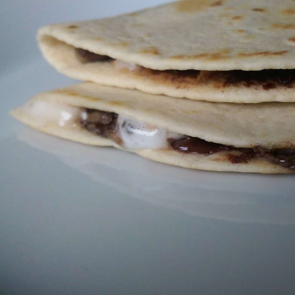 Dessert Quesadillas with Peanut Butter, Chocolate, and Marshmallow