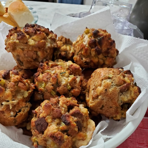 Gravy-Stuffed Stuffing Muffins