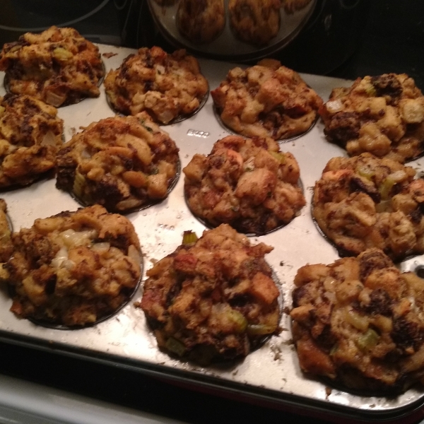 Gravy-Stuffed Stuffing Muffins