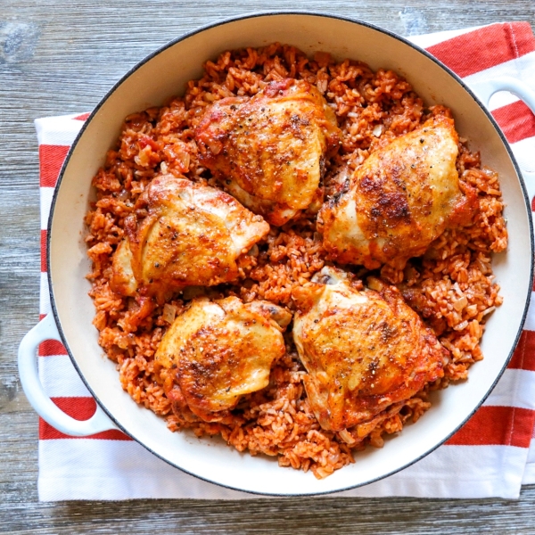 Paprika Chicken Thighs and Rice Skillet