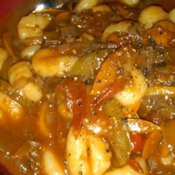 Gnocchi and Peppers in Balsamic Sauce