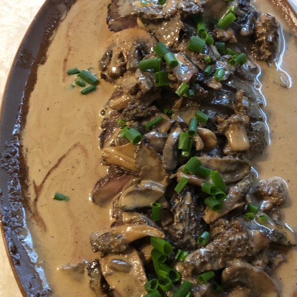 Flat Iron Steak with Mushroom Sauce