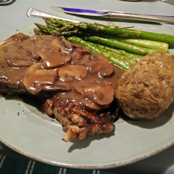 Flat Iron Steak with Mushroom Sauce