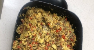 Scrambled Eggs with Sausage and Cornbread