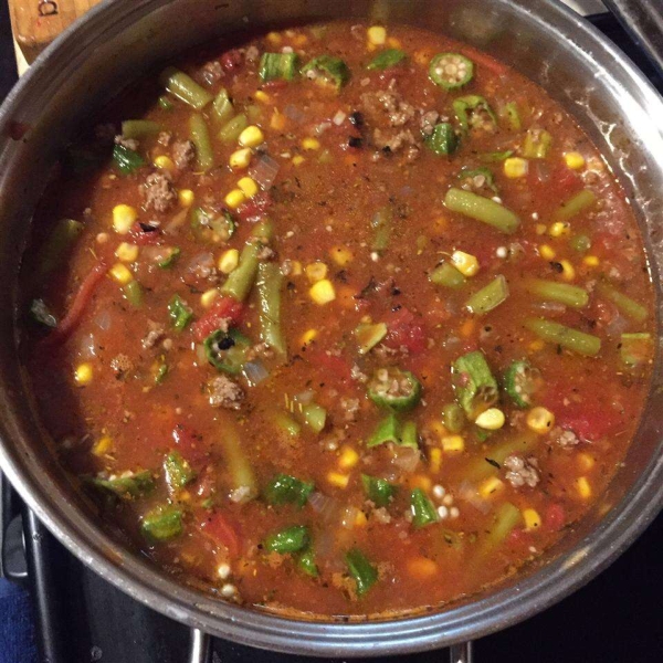 Slow Cooker Veggie-Beef Soup with Okra