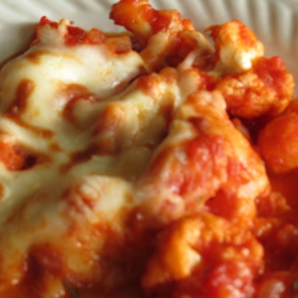 Broiled Cauliflower with Four Cheese Tomato Sauce