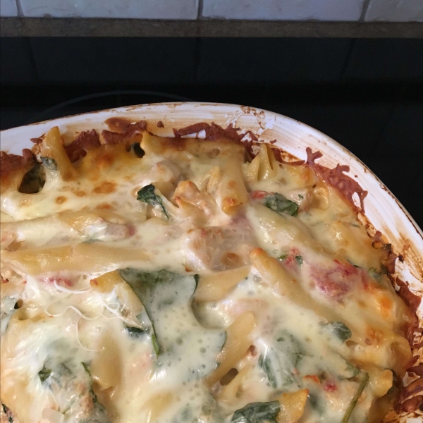 Chicken, Spinach, and Cheese Pasta Bake