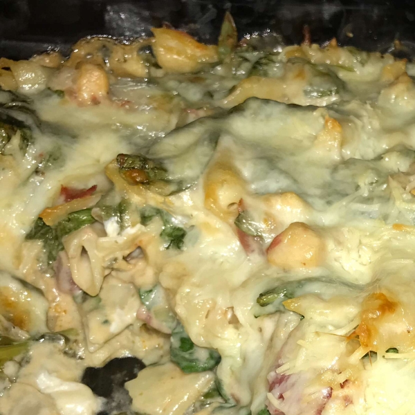 Chicken, Spinach, and Cheese Pasta Bake