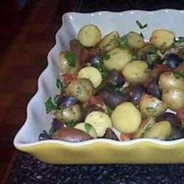 Roasted Potatoes with Tomatoes, Basil, and Garlic