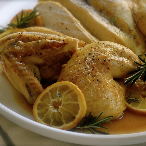 Butterflied Roast Chicken with Lemon and Rosemary