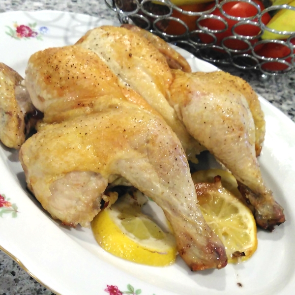 Butterflied Roast Chicken with Lemon and Rosemary