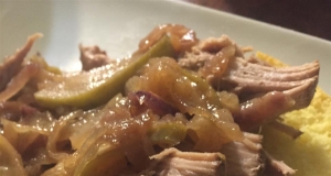 Apple Cider Pulled Pork with Caramelized Onion and Apples