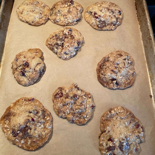 Chewy Chocolate-Toffee-Oatmeal Cookies with Cranberries