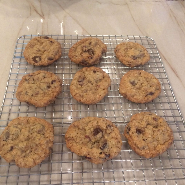 Chewy Chocolate-Toffee-Oatmeal Cookies with Cranberries