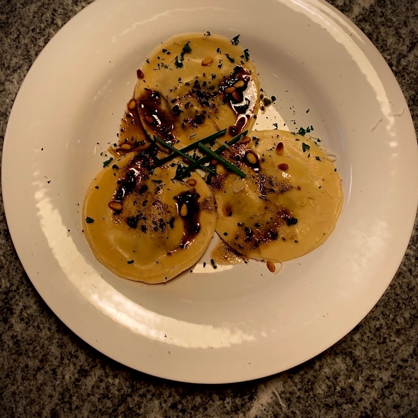 Mushroom and Spinach Ravioli with Chive Butter Sauce