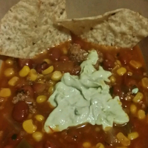 Busy Night Turkey Taco Soup with Avocado Cream