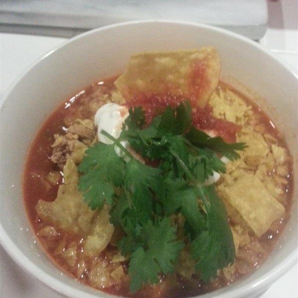 Busy Night Turkey Taco Soup with Avocado Cream