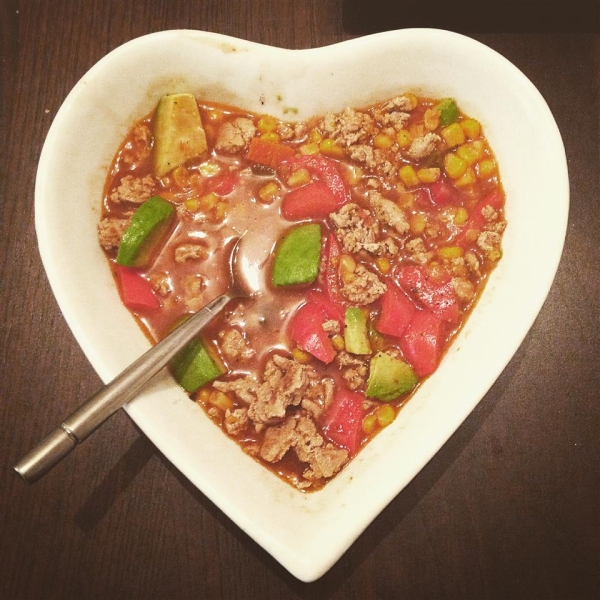 Busy Night Turkey Taco Soup with Avocado Cream