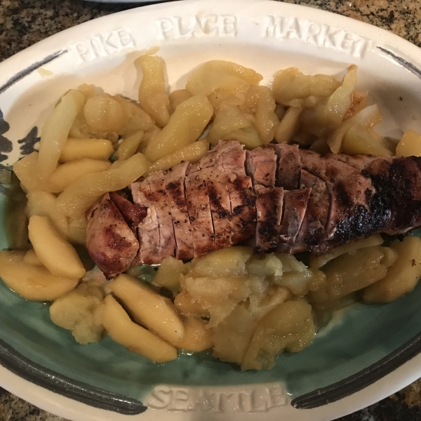 Grilled Pork Tenderloin with Fried Apples