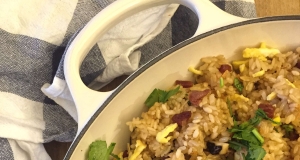 Chinese Stir-Fried Sticky Rice with Chinese Sausage