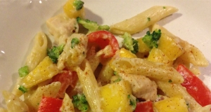 Chicken and Pasta in a Mango Cream Sauce