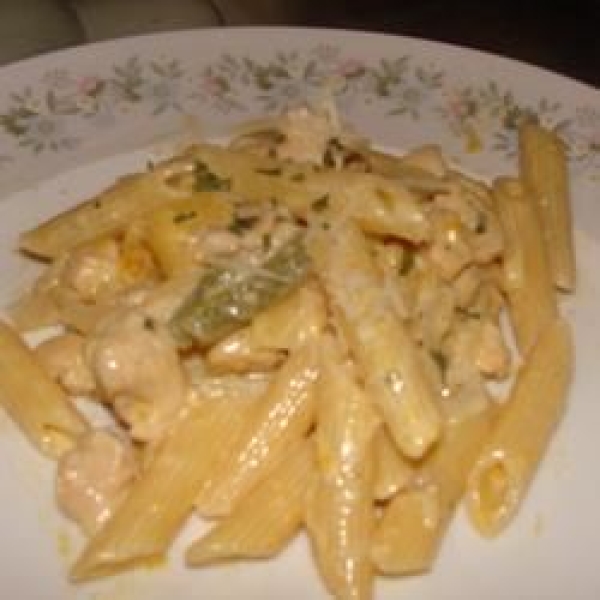 Chicken and Pasta in a Mango Cream Sauce