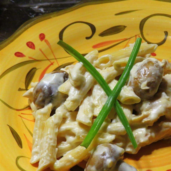 Pasta with Chicken and Mushroom Alfredo Sauce