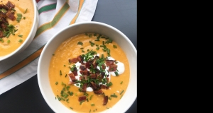 Potato-Parsnip Soup with Creme Fraiche and Bacon