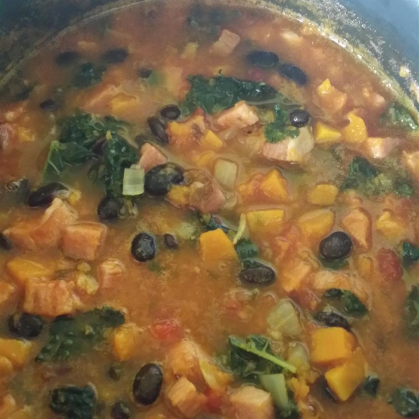 Pumpkin, Kale, and Black Bean Stew