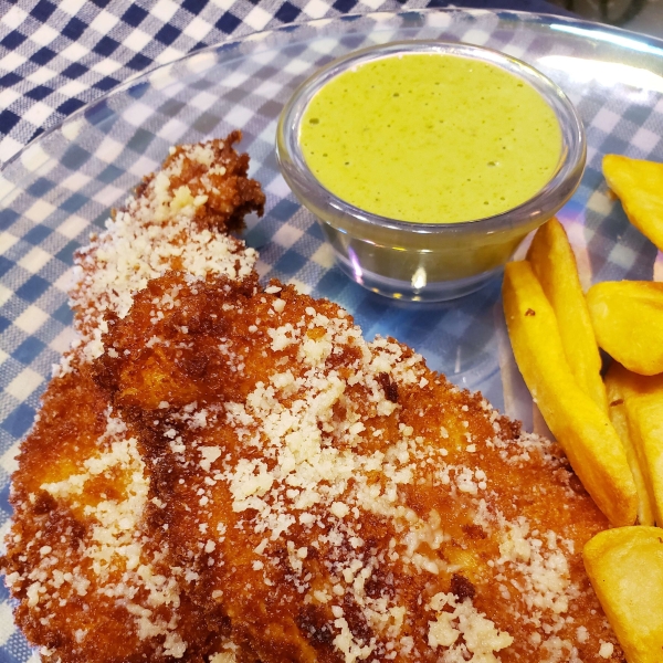 Panko Chicken Tenders with Lemon-Nut Dipping Sauce