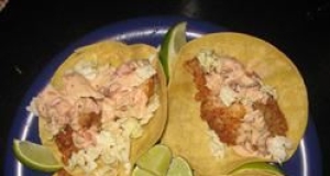 Fried Fish Tacos with Chipotle-Lime Salsa