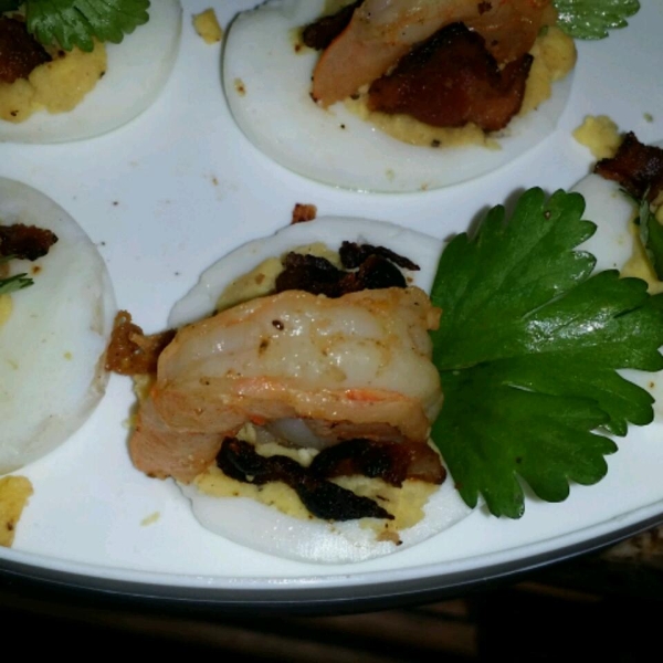 Shrimp and Bacon Deviled Eggs